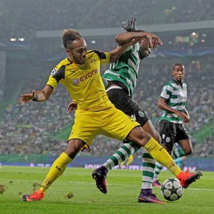 Fußball, CL, Sporting Lissabon - Borussia Dortmund Pierre-Emerick Aubameyang (Borussia Dortmund 17) Ruben Semedo ( Sporting Lissabon 35), Sporting Lissabon vs. Borussia Dortmund , Fussball, Champions League, Gruppenphase, 18.10.2016, Lissabon Copyright: xLangerx xEibner-Pressefotox EP_HLR