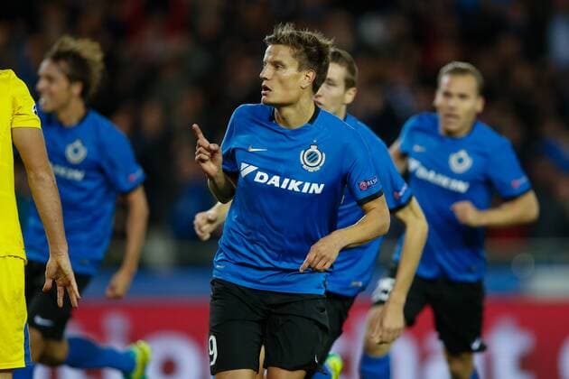 Club s Jelle Vossen celebrates after scoring during the third game of the group stage of the UEFA Champions League competition between Belgian first division soccer team Club Brugge KV and Portugese club FC Porto in Brugge, Tuesday 18 October 2016. BRUNOxFAHY  x04959720x