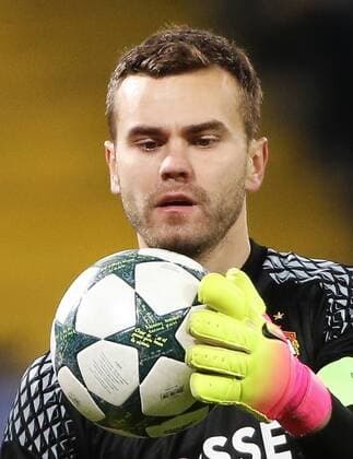 MOSCOW, RUSSIA - OCTOBER 18, 2016: CSKA Moscow s goalkeeper Igor Akinfeev in their 2016 17 Season UEFA Champions League Group E Round 3 football match against AS Monaco at the Arena CSKA Stadium. Valery Sharifulin TASS  TS034DBD