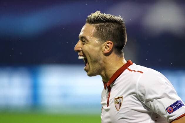 SOCCER - CL, Zagreb vs Sevilla ZAGREB,CROATIA,18.OCT.16 - SOCCER - UEFA Champions League, group stage, GNK Dinamo Zagreb vs Sevilla FC. Image shows the rejoicing of Samir Nasri (Sevilla). GEPAxpictures xMaticxKlansek