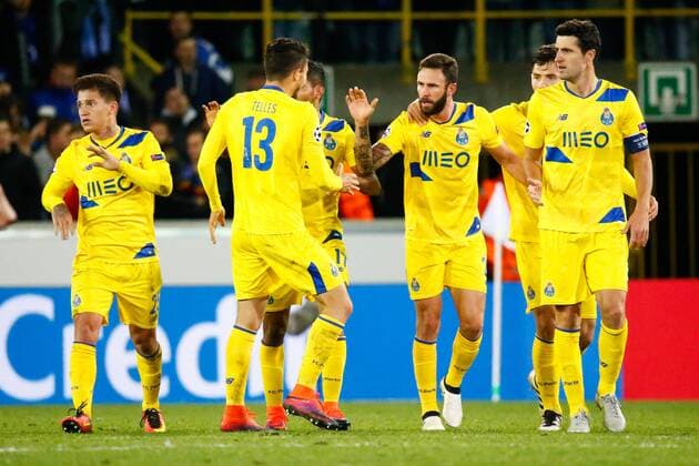 Porto s defender Miguel Layun celebrates after scoring during the third game of the group stage of the UEFA Champions League competition between Belgian first division soccer team Club Brugge KV and Portugese club FC Porto in Brugge, Tuesday 18 October 2016. KURTxDESPLENTER  x04959972x