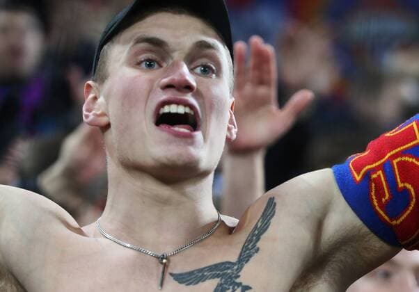 MOSCOW, RUSSIA - OCTOBER 18, 2016: CSKA Moscow s fan cheers in their 2016 17 Season UEFA Champions League Group E Round 3 football match against AS Monaco at the Arena CSKA Stadium. Valery Sharifulin TASS  TS034DD4
