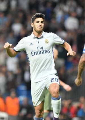 Marco Asensio (Real Madrid) celebrates scoring a goal during the UEFA Champions League match between Real Madrid and Legia Warszawa played at Estadio Santiago Bernabeu, Madrid  xJ.M.Colomox xx