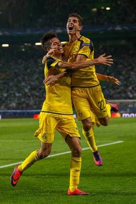 October 18, 2016 - Lisbon, Aveiro, Portugal - Borussias midfielder Julian Weigl from Germany celebrating after scoring a goal during the UEFA Champions League match between Sporting Clube de Portugal and Borussia Dortmund at Estadio Jose Alvalade on October 18, 2016 in Lisbon, Portugal. Sporting Clube de Portugal v Borussia Dortmund - UEFA Champions League  - ZUMAn230 20161018_zaa_n230_125