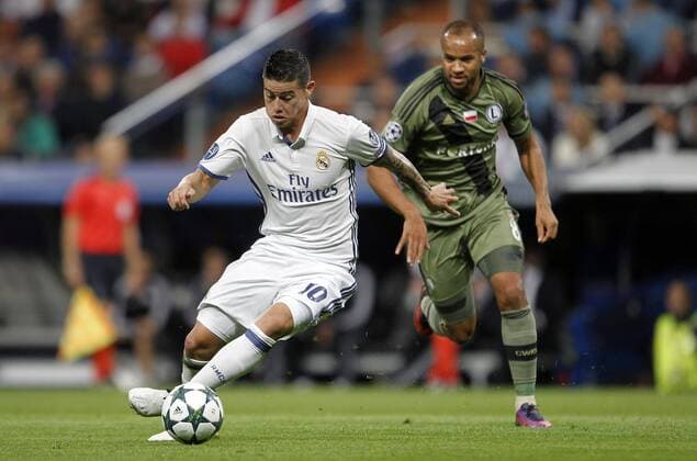 James, Odjidja-Ofoe. Champions League match between Real Madrid and Legia Warsaw. In this picture, James and Odjidja-Ofoe. xANGELxRIVEROx 