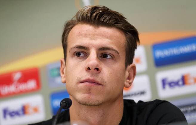 SOCCER - EL, Rapid vs Sassuolo, preview VIENNA,AUSTRIA,19.OCT.16 - SOCCER - UEFA Europa League, group stage, SK Rapid Wien vs US Sassuolo Calcio, preview, press conference PK Pressekonferenz Rapid. Image shows Stefan Schwab (Rapid). Keywords: Wien Energie. GEPAxpictures xPhilippxBrem