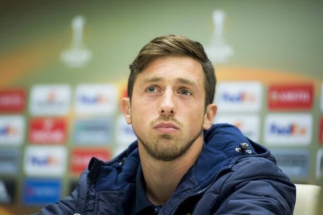 Gent s Brecht Dejaegere pictured during a press conference PK Pressekonferenz of Belgian soccer team KAA Gent, Wednesday 19 October 2016, in Lviv, Ukraine. Tomorrow Gent is playing Ukraine club Shaktar Donetsk in the third match of the group stage of the Europa League competition. JASPERxJACOBS  x04960853x