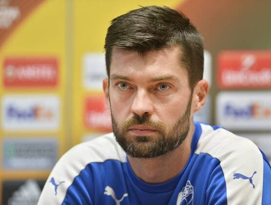 Goalie of Viktoria MATUS KOZACIK speaks during the press conference PK Pressekonferenz prior to the European league match, FC Viktoria Plzen vs Astra Giurgiu, in Pilsen, Czech Republic, October 19, 2016. (CTKxPhoto MiroslavxChaloupka) CTKPhotoP201610190929101  cha2