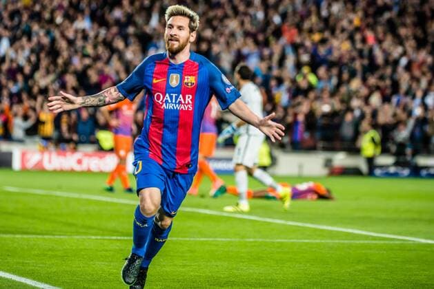 October 19, 2016 - Barcelona, Catalonia, Spain - FC Barcelona Barca forward MESSI celebrates his goal during the Champions League match between FC Barcelona and Manchester City at the Camp Nou stadium in Barcelona FC Barcelona v Manchester City - Champions League - ZUMAo105 20161019_zap_o105_013
