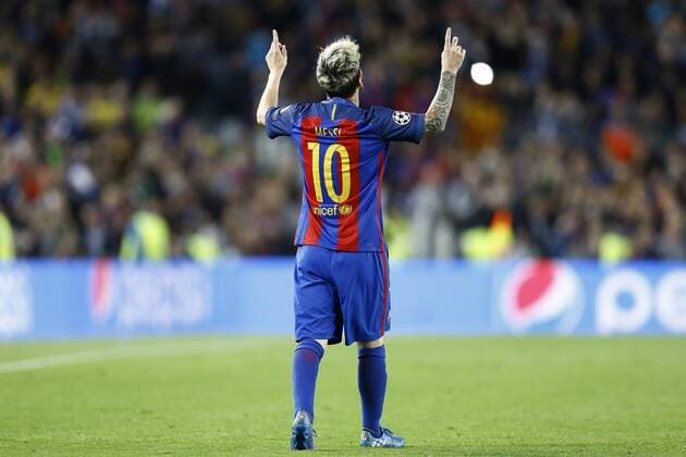 Lionel Messi of FC Barcelona Barca scoredduring the UEFA Champions League group C match between FC Barcelona and Manchester City on October 19, 2016 at the Camp Nou stadium in Barcelona, Spain. FC Barcelona v Manchester City UEFA Champions League 2016 2017 xVIxxIVx 6427066