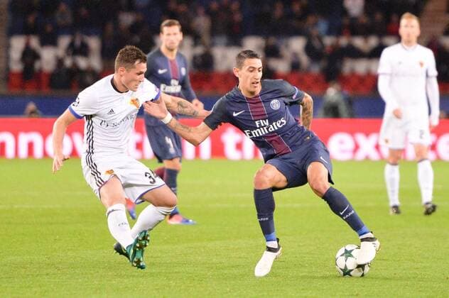 11 ANGEL DI MARIA (psg) - 34 Taulant Xhaka (bale) FOOTBALL : Paris SG vs FC Basel - Champions League - 19 10 2016 AnthonyBIBARD FEP Panoramic 