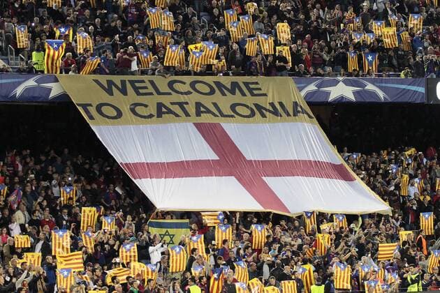 19.10.2016. Nou Camp, Barcelona, Spain. UEFA Champions League Football. Barcelona versus Manchester City; Banner and flags of Manchester fans xAngelxBoludax  ActionPlus11802037