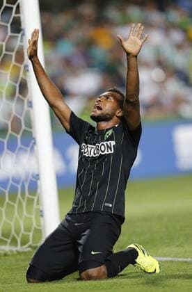 Atletico Nacional s player Miguel Angel Borja celebrates a goal during a South American Cup match between Coritiba and Atletico Nacional at Couto Pereira stadium in Curitiba, Brazil, 19 October 2016. EFE Hedeson Alves CORITIBA VS ATLETICO NACIONAL !ACHTUNG: NUR REDAKTIONELLE NUTZUNG!  BRA001 20161020-636125269541284837
