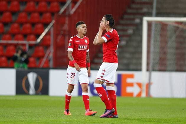 Standard s Junior Edmilson and Standard s Ishak Belfodil look dejected during a third game of the group stage (group G) of the Europa League competition between Belgian soccer team Standard de Liege and Greek soccer team Panathinaikos, Thursday 20 October 2016, in Liege. BRUNOxFAHY  x04962426x