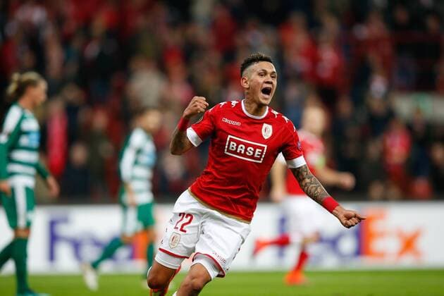 Standard s Junior Edmilson celebrates after scoring during a third game of the group stage (group G) of the Europa League competition between Belgian soccer team Standard de Liege and Greek soccer team Panathinaikos, Thursday 20 October 2016, in Liege. BRUNOxFAHY  x04962431x
