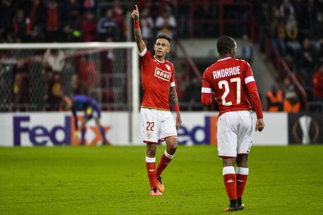 Standard s Junior Edmilson celebrates after scoring during a third game of the group stage (group G) of the Europa League competition between Belgian soccer team Standard de Liege and Greek soccer team Panathinaikos, Thursday 20 October 2016, in Liege. NICOLASxLAMBERT  x04962464x