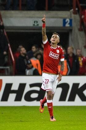 Standard s Junior Edmilson celebrates after scoring during a third game of the group stage (group G) of the Europa League competition between Belgian soccer team Standard de Liege and Greek soccer team Panathinaikos, Thursday 20 October 2016, in Liege. NICOLASxLAMBERT  x04962465x