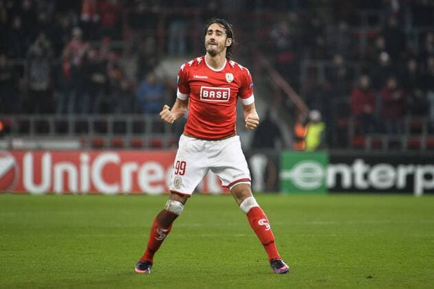 Standard s Ishak Belfodil celebrates after scoring during a third game of the group stage (group G) of the Europa League competition between Belgian soccer team Standard de Liege and Greek soccer team Panathinaikos, Thursday 20 October 2016, in Liege. NICOLASxLAMBERT  x04962572x