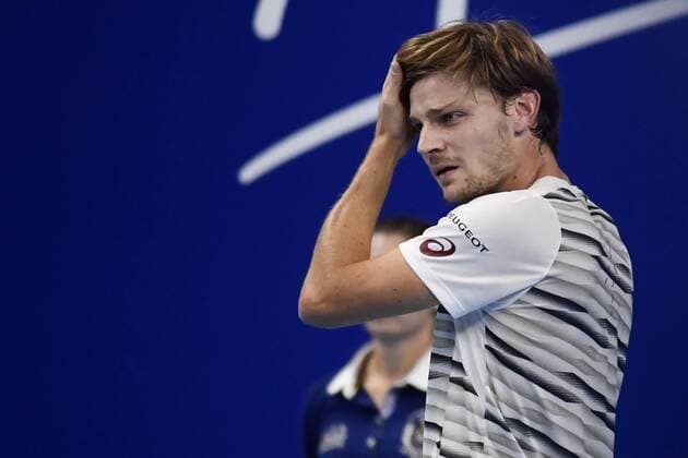 Belgian David Goffin pictured in action during the second round match between Belgian David Goffin ATP Tennis Herren 12) and Germany Florian Mayer (ATP 58) at the first edition of the European Open - ATP Antwerpen on hardcourt, from 17 to 23 October, in Antwerp, Thursday 20 October 2016. DIRKxWAEM  x04962703x