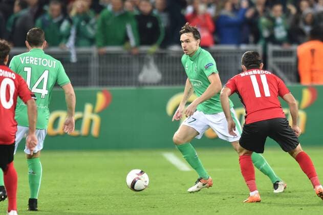Ole Selnaes (saint etienne) vs Asif Mammadov (Qabala) - Fussball, Europa League, AS Saint Etienne vs. Gabala FK - Groupe C - 20 10 2016 FredericChambert Panoramic 