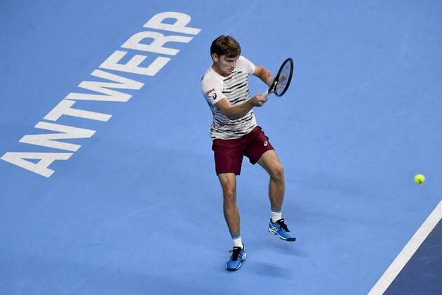 Belgian David Goffin pictured in action during the second round match between Belgian David Goffin ATP Tennis Herren 12) and Germany Florian Mayer (ATP 58) at the first edition of the European Open - ATP Antwerpen on hardcourt, from 17 to 23 October, in Antwerp, Thursday 20 October 2016. DIRKxWAEM  x04962761x