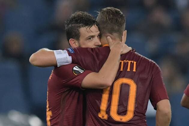 Alessandro Florenzi Roma,, Francesco Totti. Goal celebration. Roma 20-10-2016 Stadio Olimpico Football Calcio Europa League AS Roma - Austria Wien AntoxBaldassarre