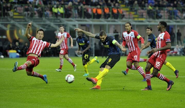 UEFA Europa League 2016 2017, Inter Mailand - FC Southampton, un tiro di mauro icardi xHOCHxZWEIx xItalyxPhotoxPressx 