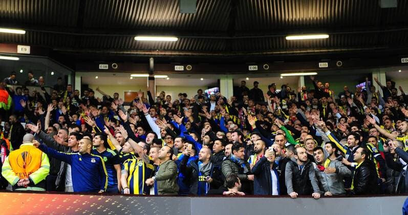 UEFA Europa League Group A day 3 match between Manchester United ManU and Fenerbahce at Old Trafford Stadium in Manchester , England , October 20 , 2016. Final Score: Manchester United 4 - Fenerbhace 1 Pictured: Fans of Fenerbahce. 