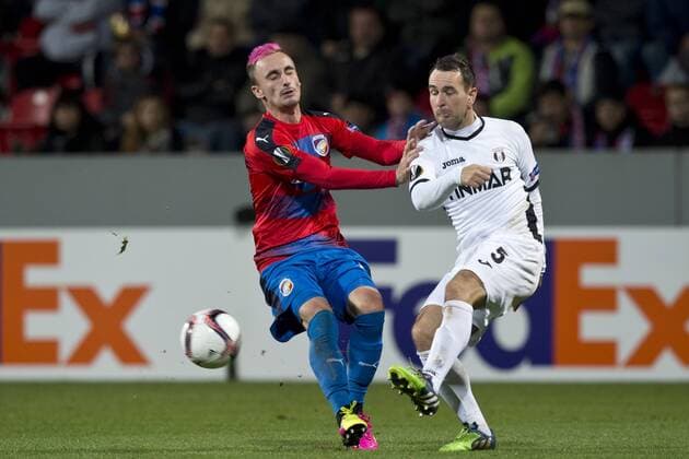 Martin Zeman, left, of Viktoria and Vlatko Lazic of Astra in action during the European Football League third round group E match FC Viktoria Plzen vs FC Astra Giurgiu in Pilsen, Czech Republic, October 20, 2016. (CTKxPhoto MichalxKamaryt) CTKPhotoP201610201284301  kmt 7