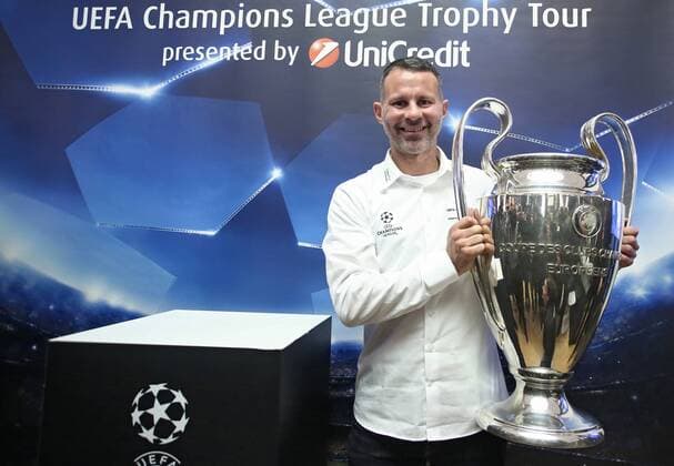 Ryan Giggs, Ambassador of Unicredit group presented the most prestigious European club trophy 21.10.2016., Croatia, Zagreb - The City Savings Bank of Zagrebacka banka, as part of the UEFA Champions League Trophy Tour, held a press conference PK Pressekonferenz at which Ryan Giggs, Ambassador of Unicredit group presented the most prestigious European club trophy, the one intended for the winner of the Champions League.  SanjinxStrukic PIXSELL