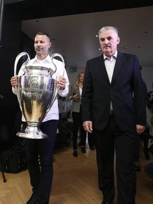 Ryan Giggs, Ambassador of Unicredit group presented the most prestigious European club trophy 21.10.2016., Croatia, Zagreb - The City Savings Bank of Zagrebacka banka, as part of the UEFA Champions League Trophy Tour, held a press conference PK Pressekonferenz at which Ryan Giggs, Ambassador of Unicredit group presented the most prestigious European club trophy, the one intended for the winner of the Champions League.  SanjinxStrukic PIXSELL