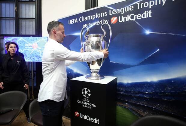 Ryan Giggs, Ambassador of Unicredit group presented the most prestigious European club trophy 21.10.2016., Croatia, Zagreb - The City Savings Bank of Zagrebacka banka, as part of the UEFA Champions League Trophy Tour, held a press conference PK Pressekonferenz at which Ryan Giggs, Ambassador of Unicredit group presented the most prestigious European club trophy, the one intended for the winner of the Champions League.  SanjinxStrukic PIXSELL