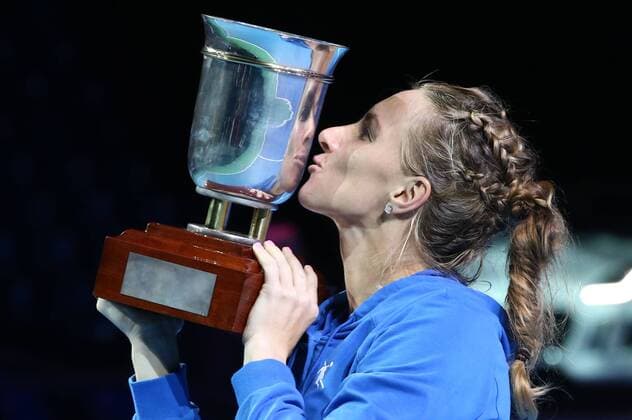 Themen der Woche - Sport Bilder des Tages - SPORT MOSCOW, RUSSIA - OCTOBER 22, 2016: Russia s Svetlana Kuznetsova wins her 2016 VTB Kremlin Cup International Tennis Tournament women s final match against Australia s Daria Gavrilova 6:2, 6:1 at the Olympic Stadium. Stanislav Krasilnikov TASS  TS0353B7