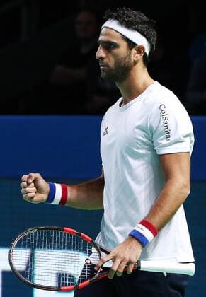 MOSCOW, RUSSIA - OCTOBER 23, 2016: Colombia s Robert Farah reacts after winning the men s doubles final match against Austria s Julian Knowle and Jurgen Melzer at the 27th VTB Kremlin Cup International Tennis Tournament at the Olympic Stadium. Stanislav Krasilnikov TASS  TS0354C6