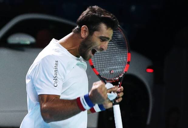 MOSCOW, RUSSIA - OCTOBER 23, 2016: Colombia s Robert Farah reacts after winning the men s doubles final match against Austria s Julian Knowle and Jurgen Melzer at the 27th VTB Kremlin Cup International Tennis Tournament at the Olympic Stadium. Stanislav Krasilnikov TASS  TS0354C7