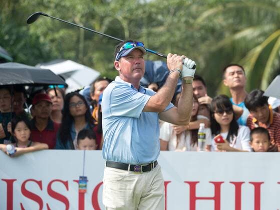 October 23, 2016 - Haikou, Hainan, China - Professional golfer Rich Beem on the Blackstone course in Mission Hills resort Haikou during the 2nd round of the 4th World celebrity Pro-am. .Blackstone course, Mission Hills resort, Haikou, Hainan Island China. Round 2 of the Mission Hills 4th World celebrity Pro-Am tournament 2016 - ZUMAr144 20161023_zap_r144_030