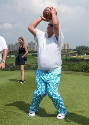 October 23, 2016 - Haikou, Hainan, China - Golfer John Daly during a basketball shoot out on the 17th tee at the Blackstone course in Mission Hills resort Haikou during the 2nd round of the 4th World celebrity Pro-am. .Blackstone course, Mission Hills resort, Haikou, Hainan Island China. Round 2 of the Mission Hills 4th World celebrity Pro-Am tournament 2016 - ZUMAr144 20161023_zap_r144_044