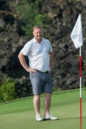 October 23, 2016 - Haikou, Hainan, China - Footballer David May on the Blackstone course in Mission Hills resort Haikou during the 2nd round of the 4th World celebrity Pro-am. .Blackstone course, Mission Hills resort, Haikou, Hainan Island China. Round 2 of the Mission Hills 4th World celebrity Pro-Am tournament 2016 - ZUMAr144 20161023_zap_r144_060