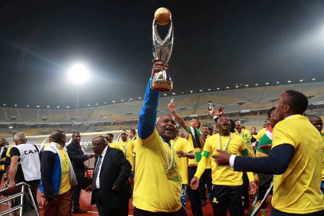 October 23, 2016 - Alexandria, Alexandria, Egypt - South Africa s Mamelodi Sundowns players celebrate after winning the CAF Champions League football competition following the final match against Egypt s Zamalek club on October 23, 2016 at the Borg el-Arab Stadium near Alexandria Middle East News - October 23, 2016 - ZUMAap3_ 20161023_zaf_ap3_026