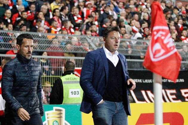 v.li.: Sportdirektor Thomas Eichin (TSV 1860 München), Trainer Kostan Runjaic (TSV 1860 München), Fussball, DFB-Pokal, FC Würzburger Kickers - TSV 1860 München, xfsx