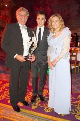 Monaco, October 26, 2016: Monaco World Sports Legends Award with Louis Ducruet (Son of Princess Stephanie of Monaco) and Football Legend Jean Marie Pfaff with wife Carmen Monaco World Sports Legends Award