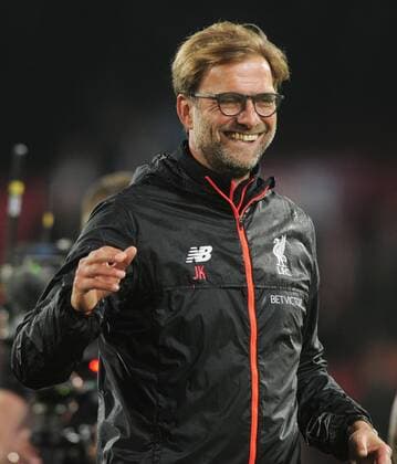 Football - 2016 2017 Premier League - Crystal Palace vs. Liverpool Liverpool Manager Jurgen Klopp celebrates after the match at Selhurst Park. COLORSPORT ANDREW COWIE 