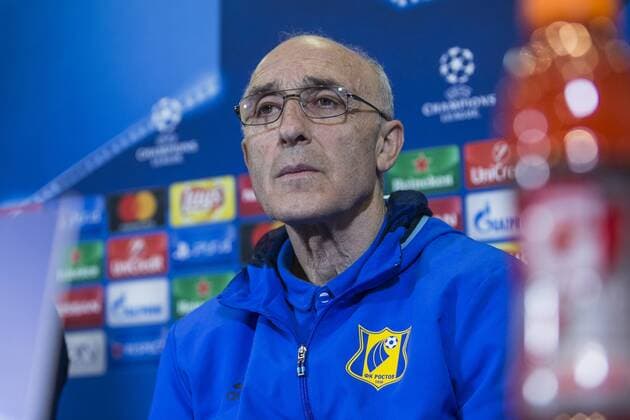 Rostov s Coach Ivan Daniliantz during the press conference PK Pressekonferenz before the match of UEFA Champions League between Atletico de Madrid and FC Rostov, at Vicente Calderon Stadium, Madrid, Spain. October 31, 2016.  (20161031032)