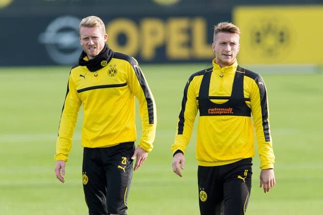 Dortmund, Germany 01.11.2016, Training BV Borussia Dortmund, BVB, Andre Schuerrle (BVB) und Marco Reus (BVB) ( DeFodi001