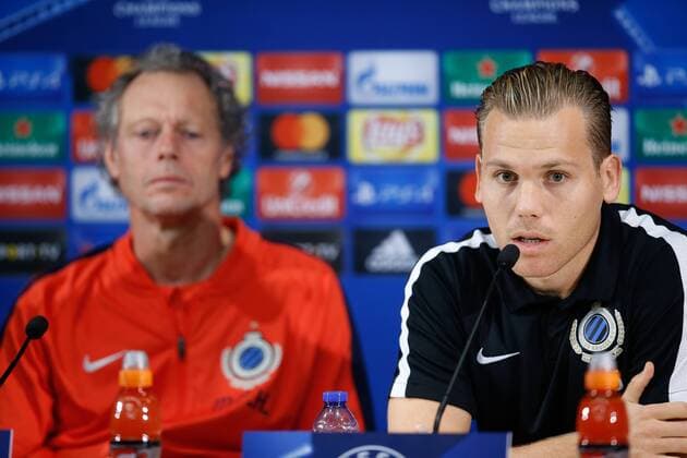 Club s head coach Michel Preud homme and Club s Rudy Ruud Vormer pictured during a press conference PK Pressekonferenz of Belgian soccer team Club Brugge, Tuesday 01 November 2016, in Porto. Tomorrow Club is playing the fourth game of the group stage of the Champions League competition against Portuguese team Porto. BRUNOxFAHY  x04970666x