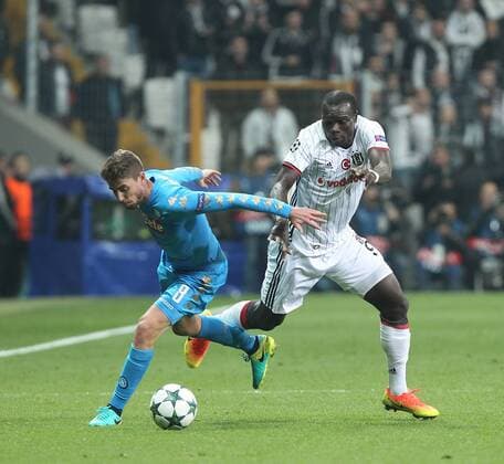 UEFA Champions League Group B match between Besiktas and Napoli at Vodafone Arena in Istanbul , Turkey ,November 01 , 2016. Pictured Jorginho (L) of Napoli and Vncent Aboubakar of Besiktas. 