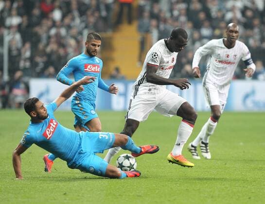 UEFA Champions League Group B match between Besiktas and Napoli at Vodafone Arena in Istanbul , Turkey ,November 01 , 2016. Pictured Faouzi Ghoulam (L) of Napoli and Vincent Aboubakar of Besiktas. 