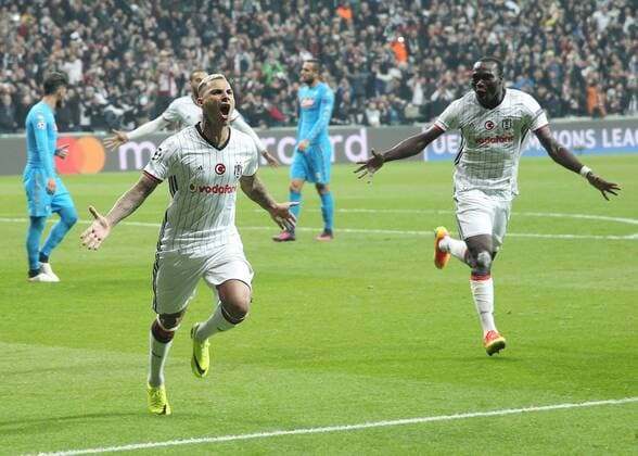 UEFA Champions League Group B match between Besiktas and Napoli at Vodafone Arena in Istanbul , Turkey ,November 01 , 2016. Final Score : Besiktas 1 - Napoli 1 Pictured Ricardo Quaresma and Vincent Aboubakar of Besiktas celebrates after the Quaresma penalty goal. 