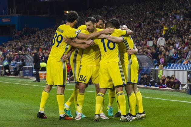 FC Rostov s Sardar Azmoun Christian Noboa Dmitri Poloz Aleksandr Erokhin Aleksandr Gatskan during the match of UEFA Champions League between Atletico de Madrid and FC Rostov, at Vicente Calderon Stadium, Madrid, Spain. November 01, 2016.  (20161101025)
