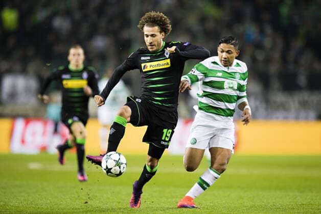 Mönchengladbach, 01.11.2016, Borussia Park Fabian Johnson (BMG) im Duell VfL Borussia Mönchengladbach - Celtic Glasgow mm